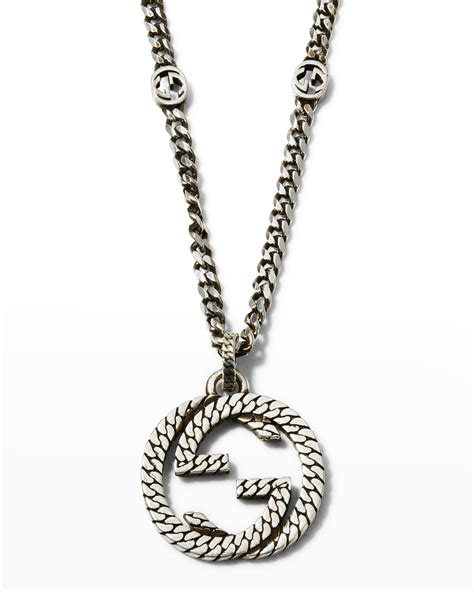 silver gucci necklace mens|Gucci interlocking g necklace men's.